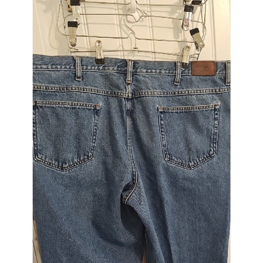 LL Bean Relaxed Fit Jeans Size 44X29 Blue used denim workwear dadcore cotton - Picture 9 of 12
